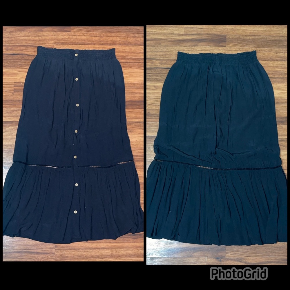 Juniors SO Black Tiered Button-Front Maxi Skirt